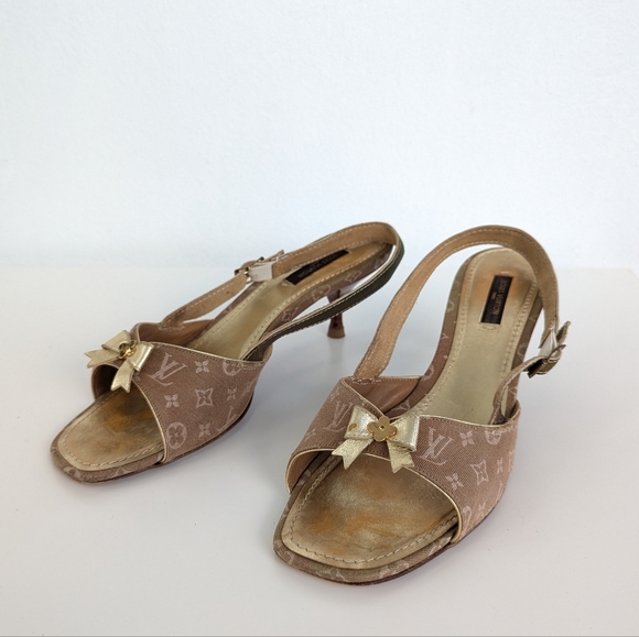LOUIS VUITTON MONOGRAM WOMEN'S HEELS SANDALS - Picture 3 of 14
